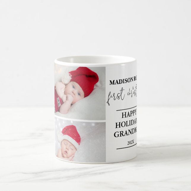 Två foton första julmormor Mugg (Center)