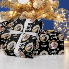 Två foton Jul Modern Black Presentpapper