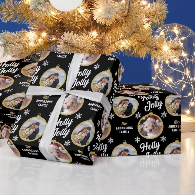 Två foton Jul Modern Black Presentpapper (Helgdagar)