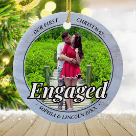 Två foton vår första jultomte i Faux Marble Julgransprydnad Keramik