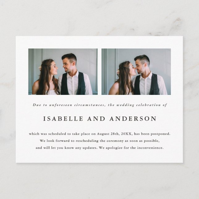 Två Fotos Bröllops Försening Meddelande Vykort (Framsida)