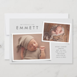 Två fotosamlingar av enkel typ grått-födsel meddelande