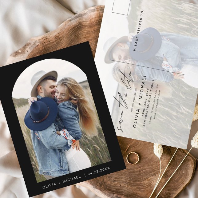 Två fotosvarta vita Spara vykortet för datum Vykort (Skapare uppladdad)