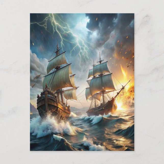 Två Fraktaser till havs Vykort (Framsida)