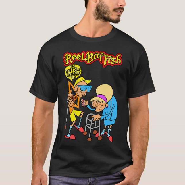 Två gamla män med typografi t shirt (Framsida)