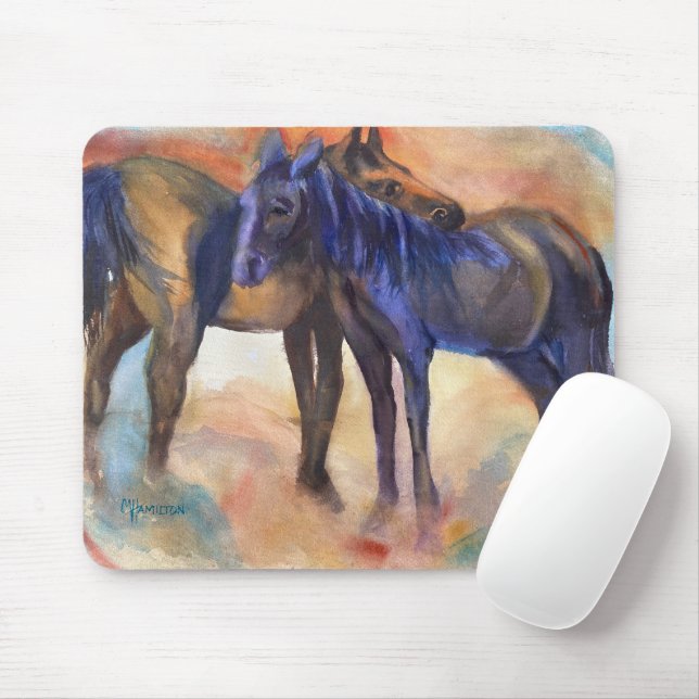Två gamla Pals Horse Computer Pad Original Art Musmatta (Med mus)