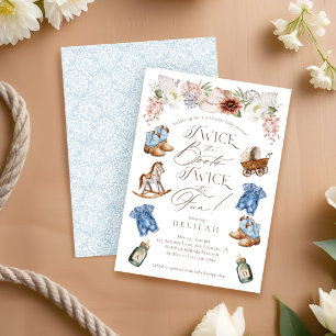 Två gånger Boots Twin Boys Western Baby Shower Inbjudningar