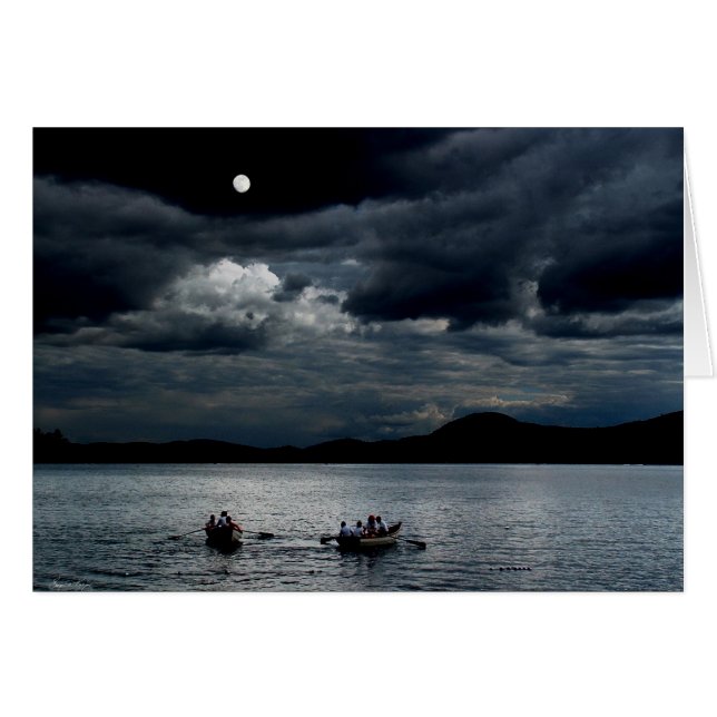 Två gånger i blå Måne Hälsningskort (Framsidan Horizontal)