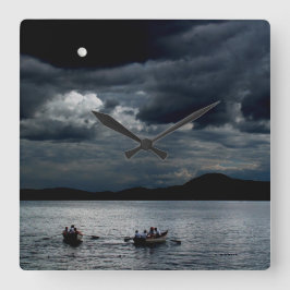 Två gånger i en blåttmåneaffisch fyrkantig klocka