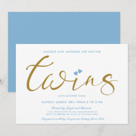 Två gånger Kärlek-babybojorna för tvillingbojar Inbjudningar