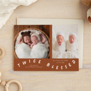 Två gånger välsignad typografi Terracotta Birth Meddelande