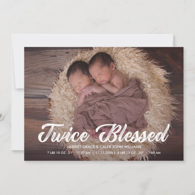 Två gånger välsignade | Twillingar Baby fotomeddel Meddelande (Framsida)