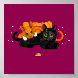 Två geometriska katter som står bredvid varandra poster