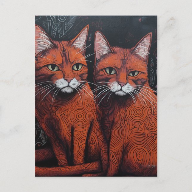 Två Ginger Cats Vykort (Framsida)