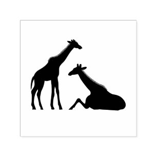 Två giraffer siluett #1 Bild endast ingen text Självfärgande Stämpel