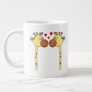 Två Giraffes med Red Kärlek Hearts.Tecknad Jumbo Mugg