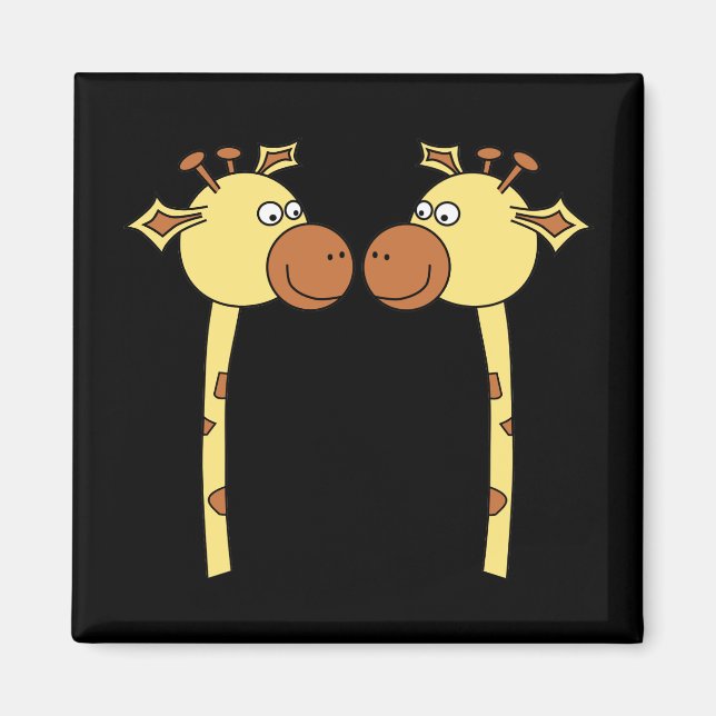 Två Giraffes nära. Tecknad Magnet (Framsidan)