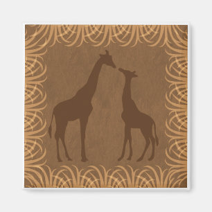 Två giraffSilhouettes (Safaritemat) Magnet
