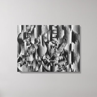 Två gitarrer ritade med penna canvastryck