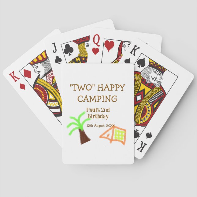 Två glada camping 2-års födelsedag träd camp barn casinokort (Baksidan)
