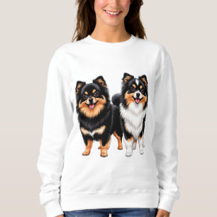 Två glada ludna hundar sitter sida vid sida t shirt