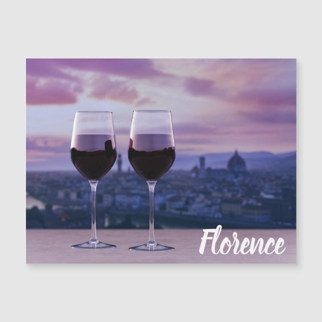 Två glas rött vin på Florence Skyline (Framsida)