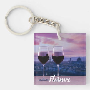 Två glas rött vin på Florence Skyline