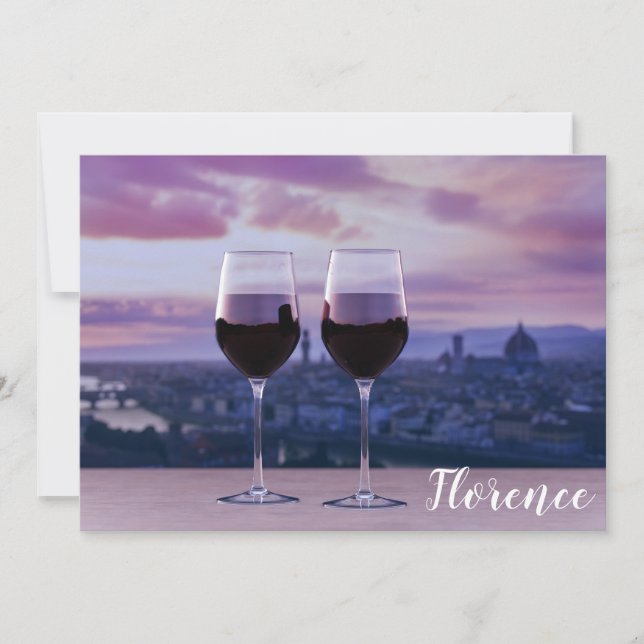Två glas rött vin på Florence Skyline (Framsida)