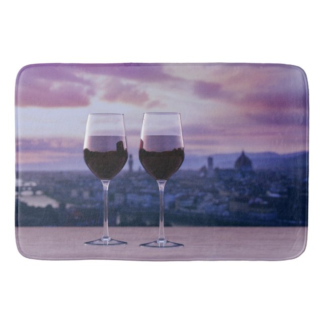 Två glas rött vin på Florence Skyline Badrumsmatta (Framsidan)