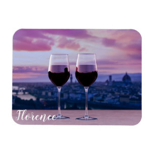Två glas rött vin på Florence Skyline Magnet