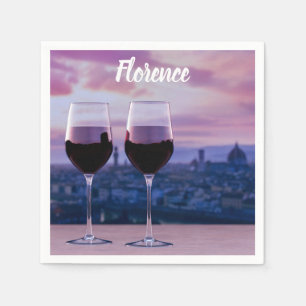 Två glas rött vin på Florence Skyline Pappersservett