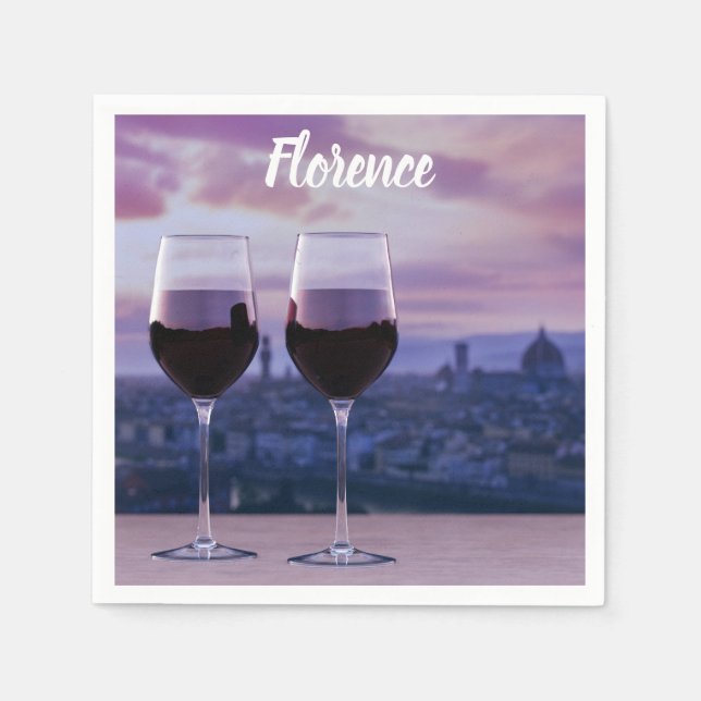 Två glas rött vin på Florence Skyline Pappersservett (Framsidan)