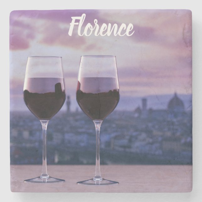 Två glas rött vin på Florence Skyline Stenunderlägg (Framsidan)