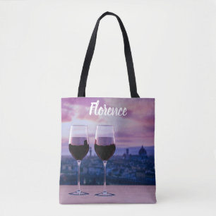 Två glas rött vin på Florence Skyline Tygkasse