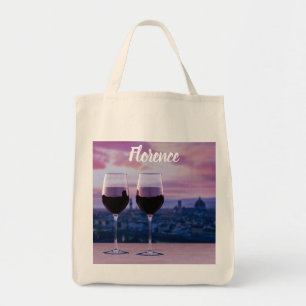 Två glas rött vin på Florence Skyline Tygkasse
