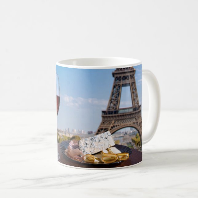 Två glas vin i cafe i Paris Kaffemugg (Framsida höger)