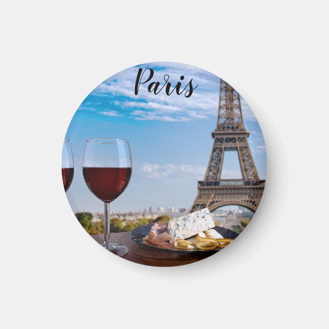 Två glas vin i cafe i Paris Magnet (Framsidan)