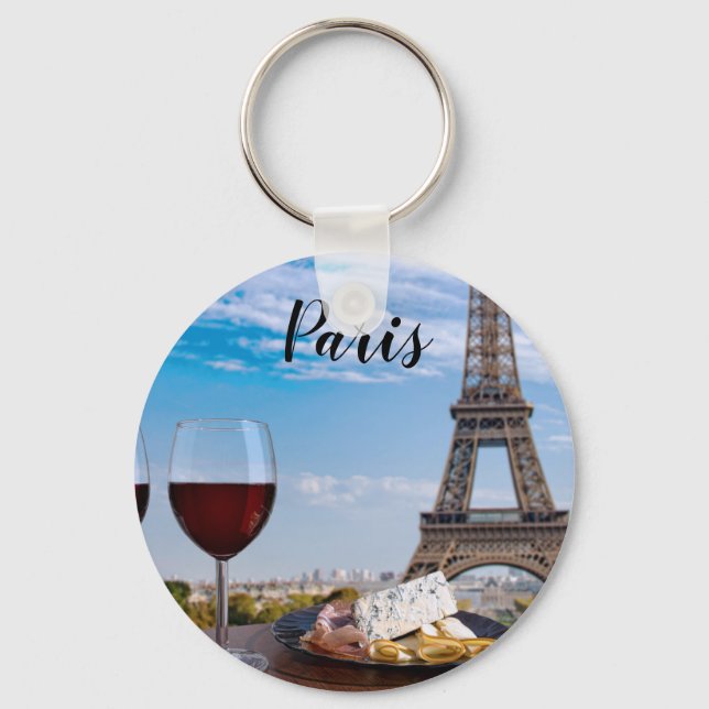 Två glas vin i cafe i Paris Nyckelring (Framsida)