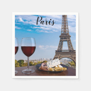 Två glas vin i cafe i Paris Pappersservett