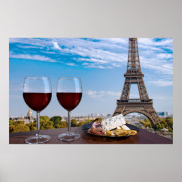 Två glas vin i café i Paris Poster
