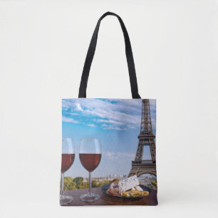 Två glas vin i cafe i Paris Tygkasse
