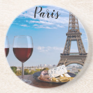 Två glas vin i cafe i Paris Underlägg