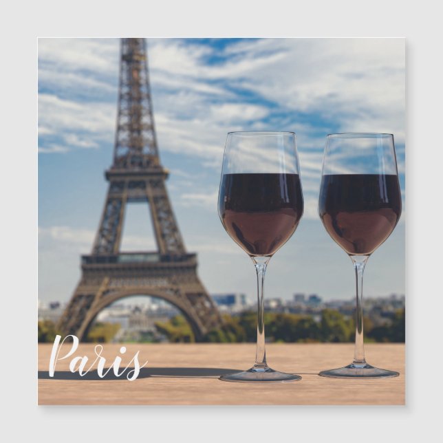 Två glas vin med Eiffel torn (Framsida)
