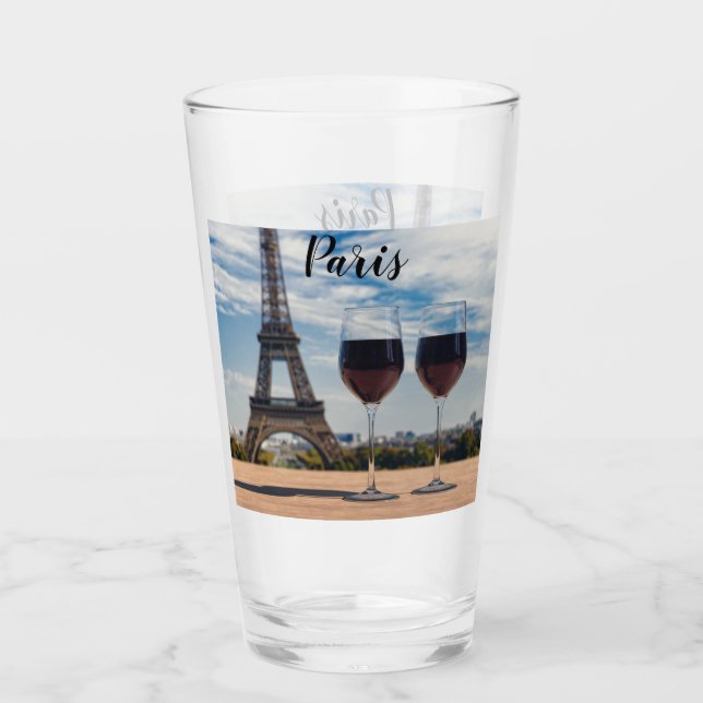 Två glas vin med Eiffel torn (Framsida)