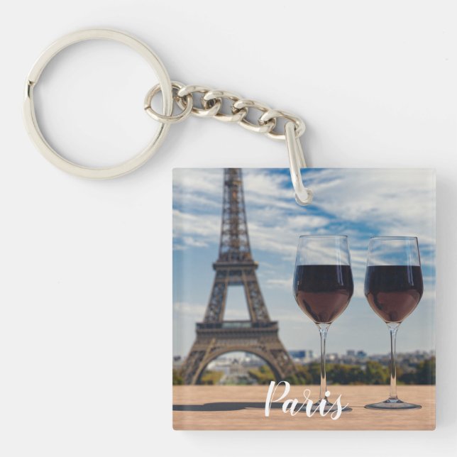 Två glas vin med Eiffel torn (Framsidan)
