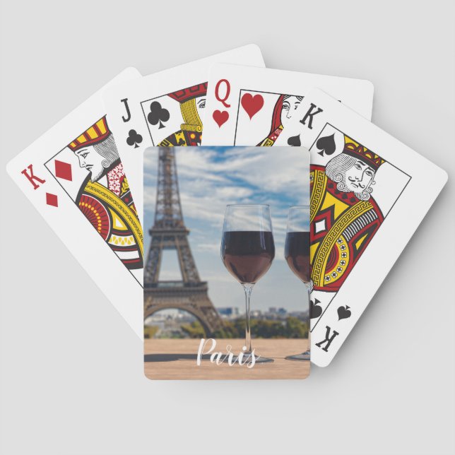 Två glas vin med Eiffel torn Casinokort (Baksidan)