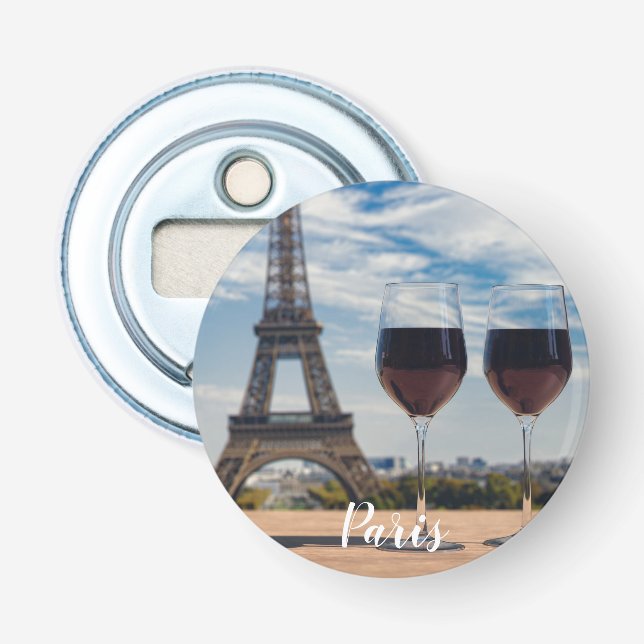 Två glas vin med Eiffel torn Flasköppnare (Framsidan)