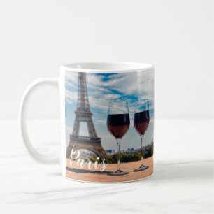 Två glas vin med Eiffel torn Kaffemugg