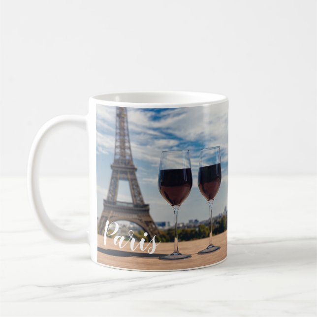 Två glas vin med Eiffel torn Kaffemugg (Vänster)