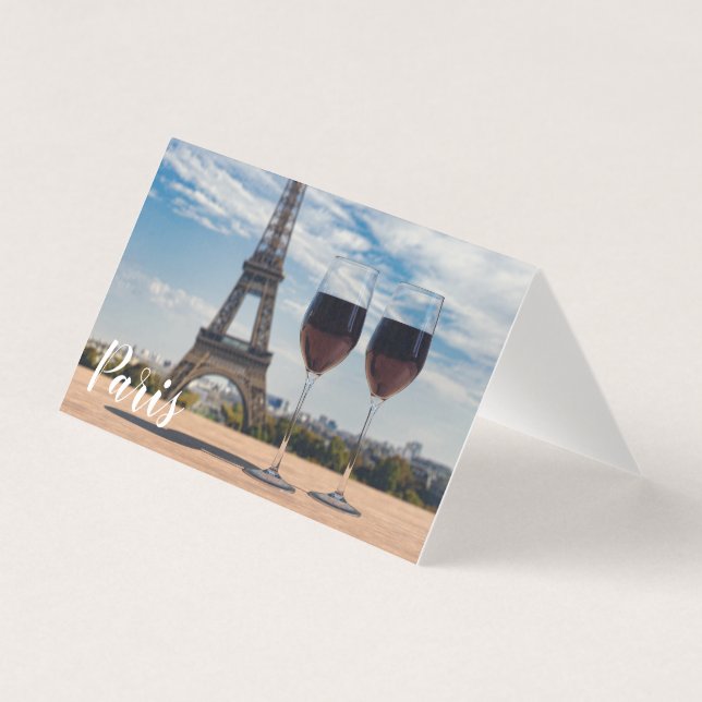 Två glas vin med Eiffel torn Kort (Framsida)